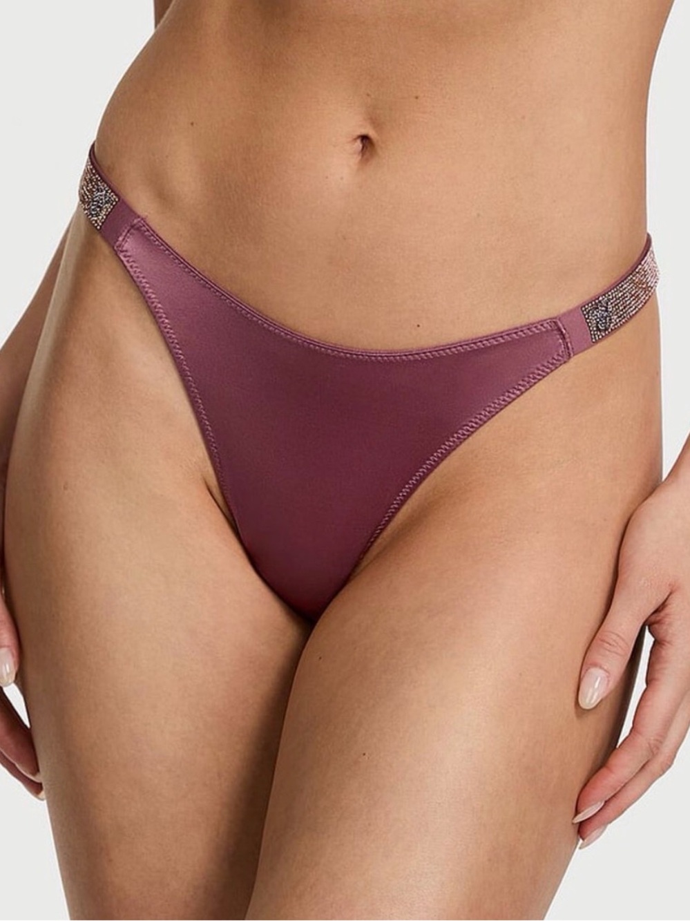 Victoria’s Secret Very Sexy Brazilian Panty Large Shine Strap Rhinestones NWT